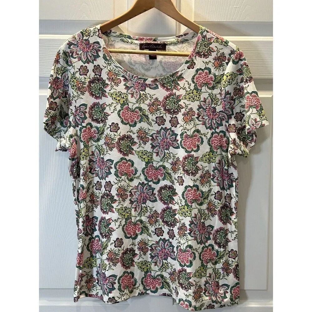 Gloria Vanderbilt Women's Floral Short Sleeve Shirt Women's Size XL